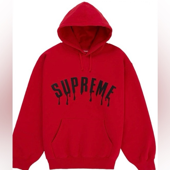 Supreme Other - Supreme Ghostface arc logo Red Pullover Hoodie with Black Drip nwt large